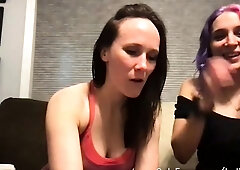 Redhead And Brunette Lesbians Get Down