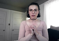 Nerd chick in glasses Casey Calvert is masturbating twat with sex toys