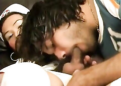 Dong sucking oriental nurse gets her backdoor stretched by large white wang