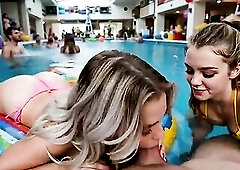 The gals came to the pool to swim and bang—mostly to screw! (Ai generated)