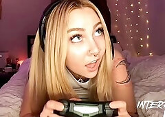 Gamer girl Gracie pauses to get some Big black dick