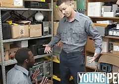 Kinky cops Parker Payne and Nic Sahara fuck in the backroom