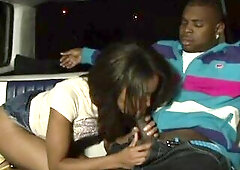 Large Ebony Ramrod bang in a Limousine with a valuable Whore