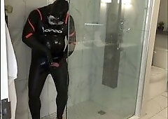 wets orca jerks off in hotel shower