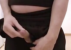 CD Crossdresser girlsy teasing and cuming in black pantyhose