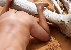 Ladysilva very hot naked on the beach with her tanned ass