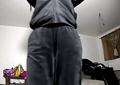 Velvet Tracksuit Tease – Smokin', Large Bazookas & Ebony Strap Flash