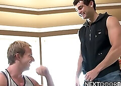 Blond hunk Cameron Foster welcomes Scotty Deans in heat cock into his ass