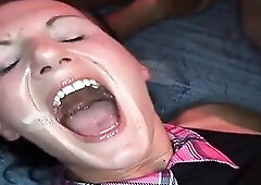 Experienced honeys take on multiple pulsating rods in a sloppy group sex, their holes stretched wide and overflowing with sexy loads whilst they drool
