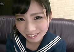 Hairy Asian Mommy in Fetish solo masturbation and panties flashing 04 - uniform and panties closeup