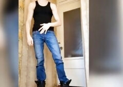 Striptease and masturbation in combat boots