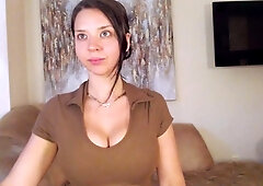 First time amateur brunette solo with dildo