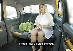 Fake Taxi Sexy MILFY nurse takes care of the drivers blue balls