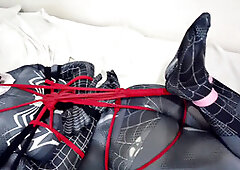 Get tied up in tight hogtied shibari