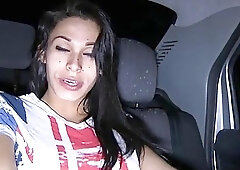 Busty trans bitch and freaky dude have a fuck session