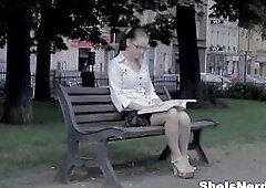 Yeah, that's what she really needed – a hard cock in her mouth and pussy and a cumshot on her pretty face and nerdy eyeglasses. Getting fucked 