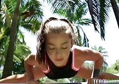 Evelin Stone is a hot fitness babe who works out almost every single day, and each day she sees the hottest guy who never notices her. She has tried e