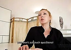 Tutor4k. miserable pre-tender changed her dress to avoid my rod... didn't work!