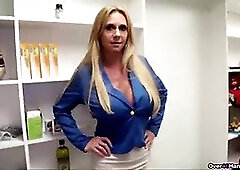 Over40-Horny milf strokes a young cock