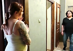 Busty Beautiful Student 18+ Girl Sucks Off Fat Landlord For Rent, And He Cums In Her Mouth Until It Leaks