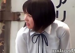 Charming Japanese Solo Muff Plays Outdoor