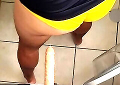 Riding my dildo after gym and cum