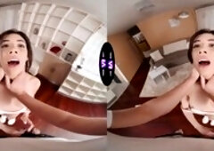 Naked Emily Pink uses a workout ball to get him aroused before they get it on