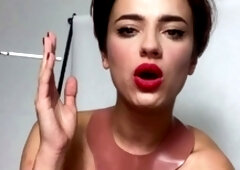 Small titted redhead amateur riding penis in close up