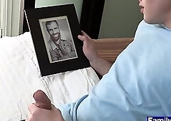 Teen caught by neighbor jerking off to stepdads photo