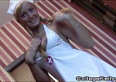 College Kelly Nurse sexy body Fingering pussy