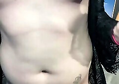 Chubby trans Jessica shows body and flopping cock