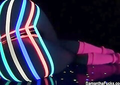 Blacklight masturbation with super sexy Samantha Saint