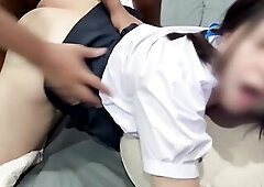 college cute cutie eighteen got screwed whilst wearing her uniform. Cum stained her petticoat.