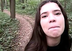 Extraordinary sex in the forest: with a youthful cutie with large tits.