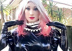 Living Latex Maid Doll in Taut Corset