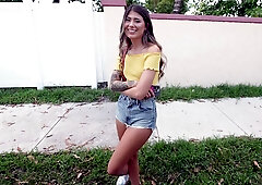 Charlotte Mae is getting picked up outdoors