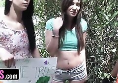 BFFS - 3 Nice-looking Environmentalists Gets Their Snatch Pounded By Blue Collar Stud