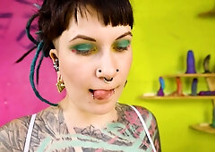 Tattooed Alt Girl Tests Z-Filmz Toywall Deep Pussy & Anal Toy Fucking