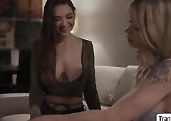 Busty tattooed babe fucked by stepbros TS gf