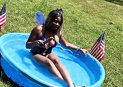 Having joy in the backyard on the fourth of July Nina Rivera