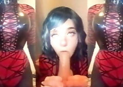 Chick in Latex Sucks U Off [Cock Worship]