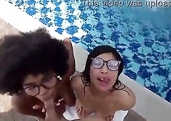 PART ONE... AT THE POOL... a day with my ally enjoying the sun and sex, they fill our faces with cum. DON'T MISS IT!