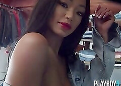 Curvy black MILF babe Harley Dean gets fully naked for Playboy