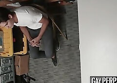 Thieving twink cums hard after police interracial threesome