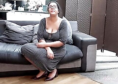 Curly big beautiful woman mother I'd like to fuck Cassy Hill shows off her large natural breasts during this hawt interview scene, where we'