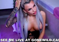 Sexy Tattooed Babe in Lingerie Teases Live on Cam