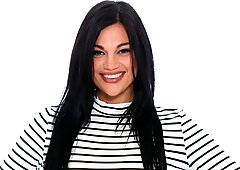 Stunning hottie Mona Azar penetrated from behind on the sofa