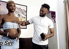 Hot Dora in constricted Jean miniskirt bang on pizza delivery duties.