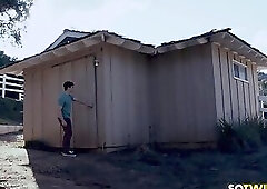 Stud sees alien morphing into a man and sucks his cock