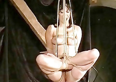 Lusty sexy brunette almost throws up form that painful slavery